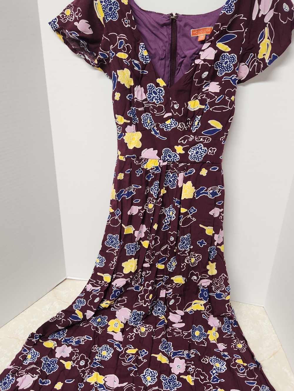 Modcloth Purple Floral Dress Womens XS Spring Cottage